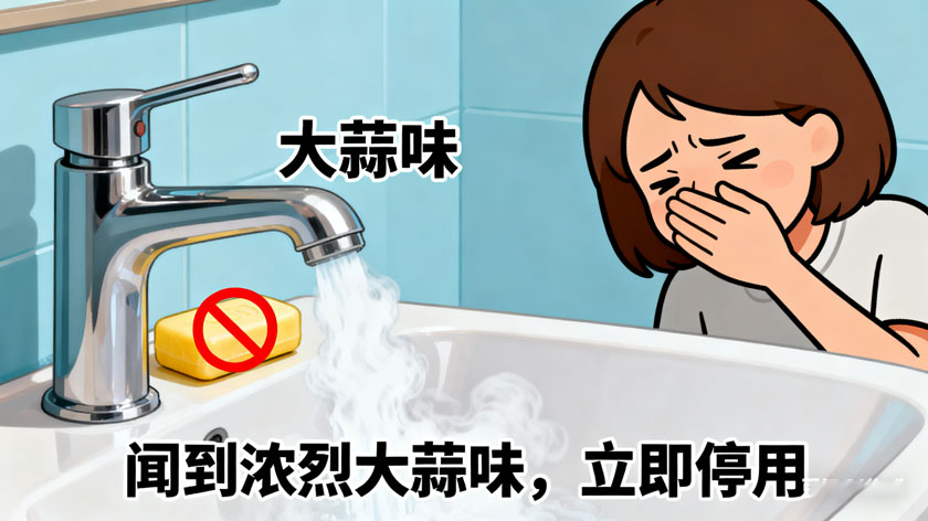 自来水带异味，浓烈大蒜味警觉场景