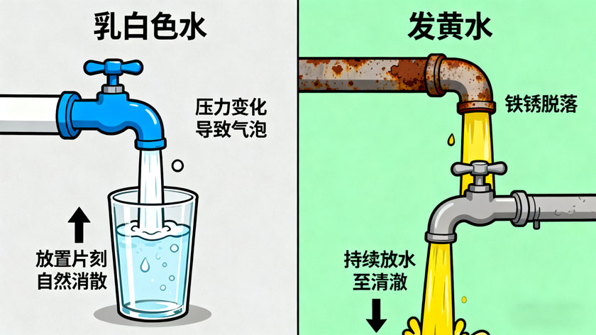 自来水常见异常现象（乳白色、发黄）的成因与解决方法
