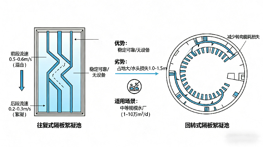 水力搅拌式絮凝池原理与结构示意图