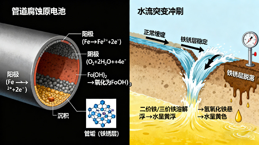 管道铁锈形成与脱落原理