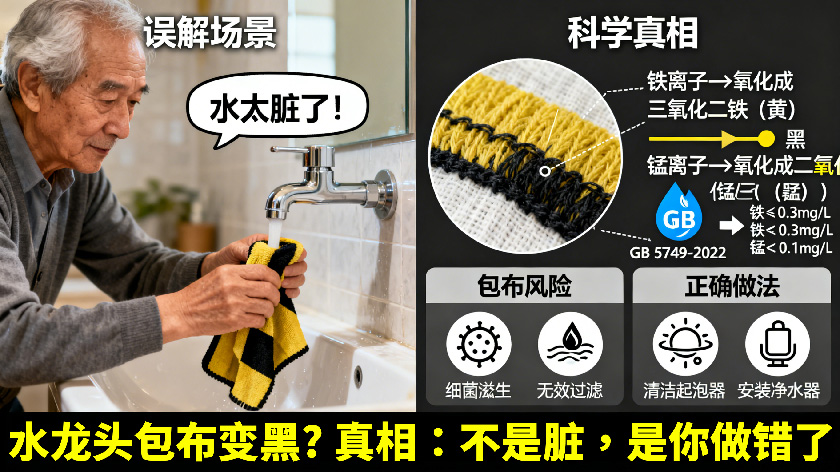 ​水龙头包布变黄变黑？真相不是自来水不干净，而是你做错了这件事